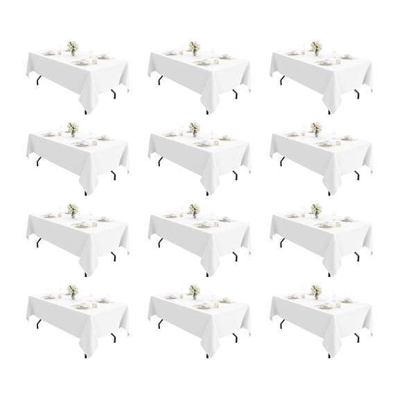 12 Pack White Table Cloth Rectangle Tablecloths 60X102 Inch,Polyester Table Cloth for 6 Foot Rectangle Tables,Wrinkle Resistant Washable Fabric Table Covers for Party,Wedding Banquet