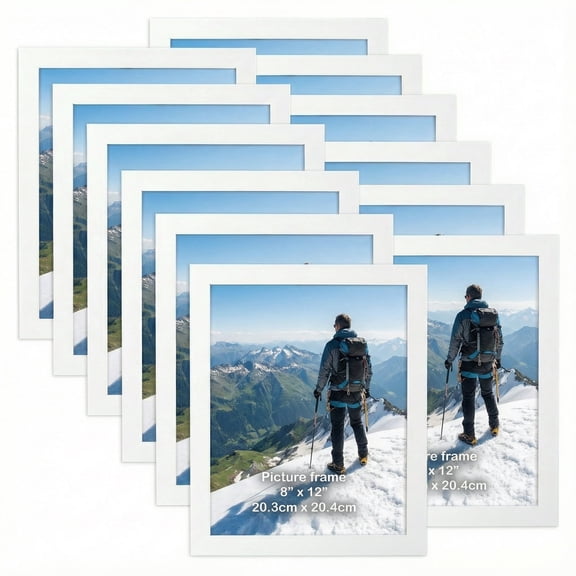 8x10 Picture Frames Set of 12, 12-Pack White Picture Frame for Wall or Tabletop