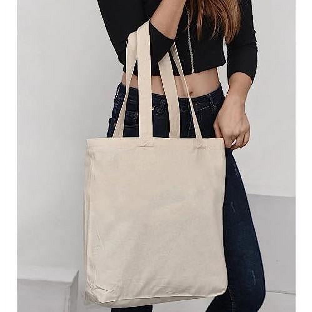 12 Pack Wholesale Organic Canvas Tote Bags Bulk With Handles, GOTS