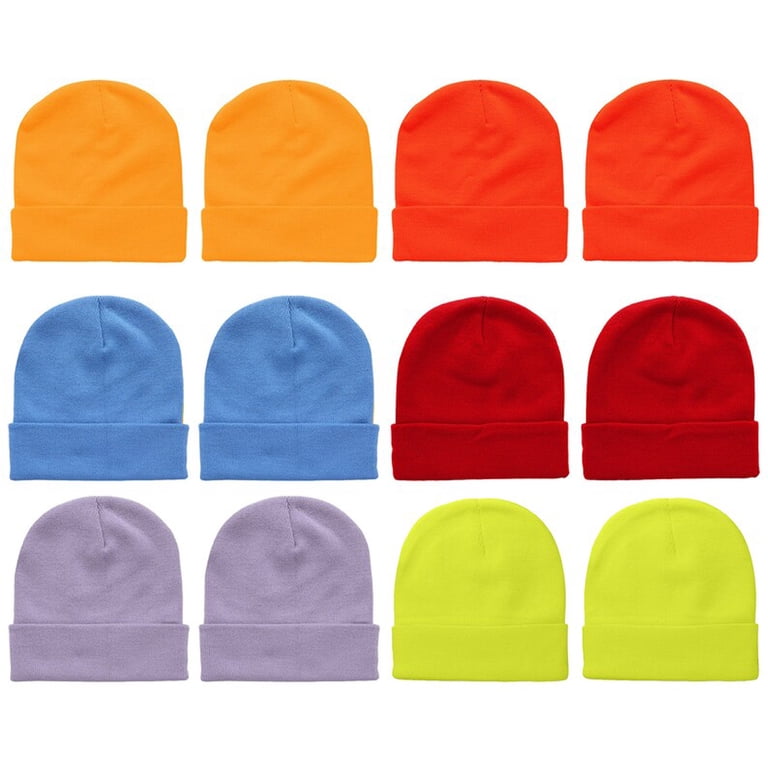 12 Pieces Knit Hat Beanie Hats Warm Cozy Knitted Cuffed Skull Cap for Adults Kid 12 Pack Adult Beanie Hats for Men Women, Warm Cozy Knitted  main image 2