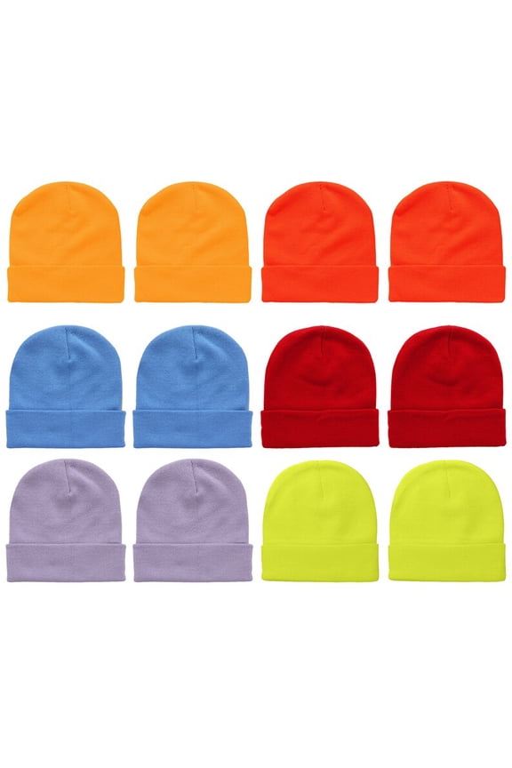 12 Pack Wholesale Winter Beanie Hat Unisex Bulk Skull Knitted Ski Cap For Cold Weather - Assorted Color 2