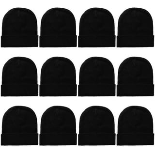 12 Pack Wholesale Winter Beanie Hat Unisex Bulk Skull Knitted Ski Cap For Cold Weather - Black