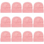 12 Pack Wholesale Winter Beanie Hat Unisex Bulk Skull Knitted Ski Cap For Cold Weather - Pink