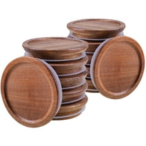 12 Pack Wide Mouth Mason Jar Lids Acacia Wooden Storage Canning Jar Lids Jars Lids with Airtight Silicone Seal