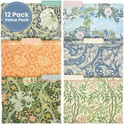 12 Pack William Morris Floral File Folders, Decorative 1/3 Cut Tab, Letter-Size Holders for Home Office in 6 Patterned Designs