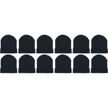 12 Pack Winter Beanie Hats for Men Women, Warm Cozy Knitted Cuffed Skull Cap, Wholesale (Black)
