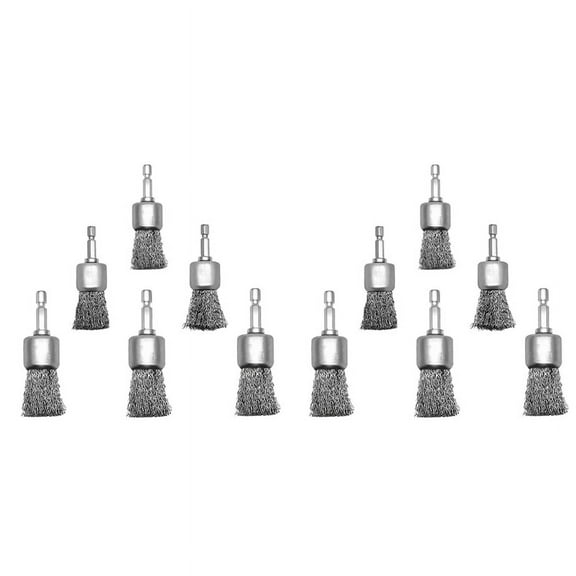 12 Pack Wire Brush Wheel for Drill 1-Inch Crimped End Wire Brushes 1/4Inch Hex for Paint- and Small Spaces