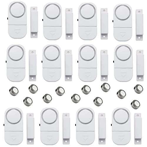 12 Pack Wireless Security Window/Door Alarm,Magnetic Sensor Door Window Burglar Alert Alarm Pool Alarms Super Loud for Home,Garage,Apartment,Dorm,RV and Office(Include Batteries)