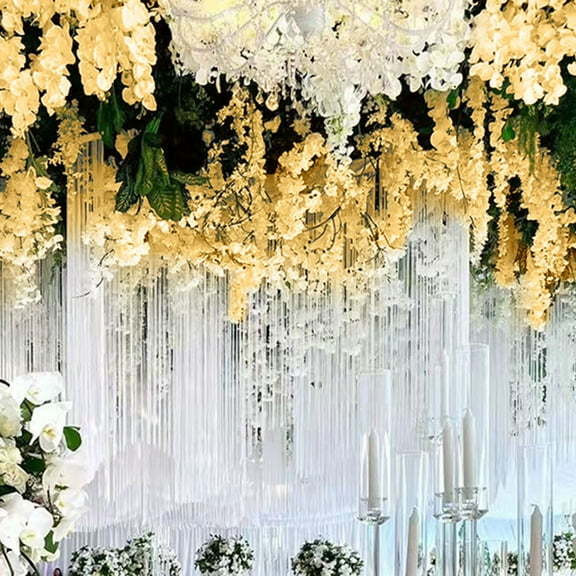 12 Pack Wisteria Flower Vines Garland, 3.75 Feet Artificial Flower Strings for Hanging Wedding Garden Wall Decoration, Champagne