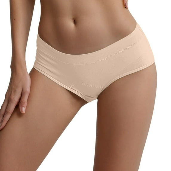 12 Pack Women'S Underwear Period Leak Proof Menstruation Easy Clean Ladies Panties,Beige,L