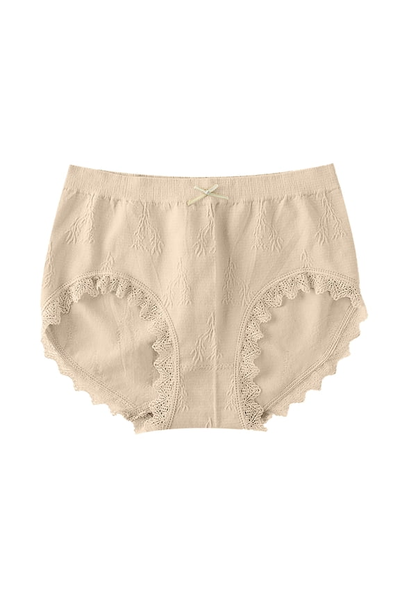 12 Pack Women Underwear Bow Bikini Lace Low Waist Rise Hipster Ladies Panties,Beige,One Size