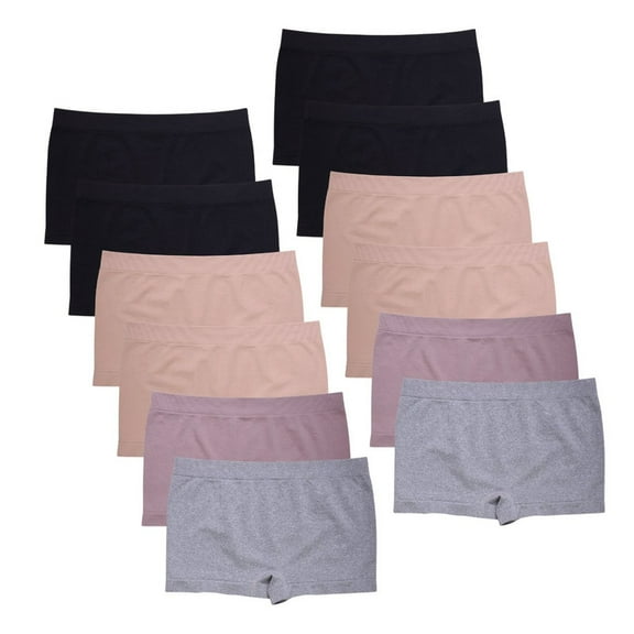 12 Pack Women’s Boyshorts Panties Underwear Comfort Tag-Free Elastic Waist Stretch Seamless Underpants Solid Ladies Comfort Soft Breathable Womenswear