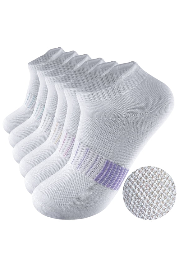 12-Pack Women's White Low Cut Athletic Socks, Arch Support Performance Ankle Socks, Fits Shoe Size 5-10