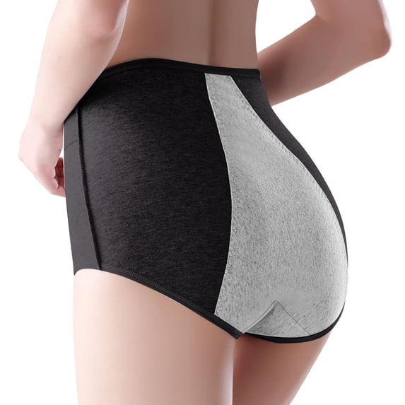 12 Pack Womens Underwear Front And Back Leak Proof Menstrual Sanitary Crotch High Waist Plus Size Briefs Panties Black L