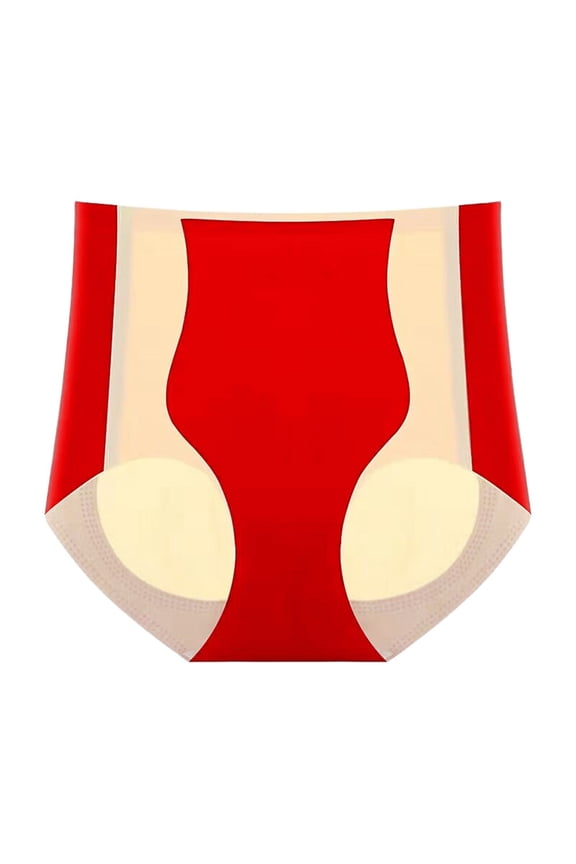 12 Pack Womens Underwear High Waist Shaping Ice Silk Seamless Body Postpartum Lifting Triangle Knickers Briefs Panties Red XL