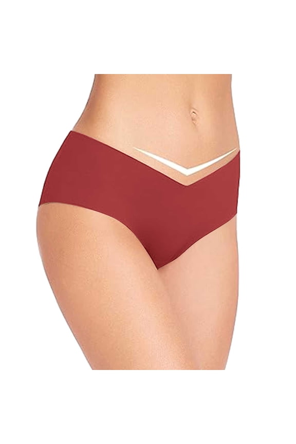 12 Pack Womens Underwear Solid Ice Silk Low Waist Breathable Quick Drying Briefs Panties Red M