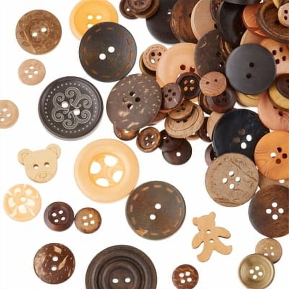 12 Pack: Wooden & Coconut Buttons Set by Loops & Threads