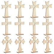 12 Pack Wooden Crosses for Crafts, Unfinished Wood Crosses for Centerpieces, Decor (3 Sizes)