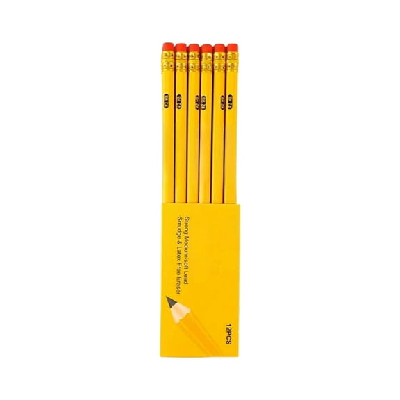 12-Pack Wooden Drawing Pencils with Erasers for Sketching and Outlining - Durable Hexagonal Barrel,Smooth Shavings, and Consistent Marks for Artistic and Design Projects