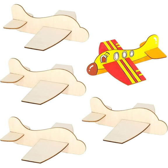 12 Pack Wooden Model Planes Balsa Wood Airplane Craft Kids Airplane Party Supplies DIY Airplane Kit to Paint Handicraft Plane for Birthday Party Baby Shower