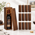Wine Box Pack 12 Pack Wooden Wine Gift Boxes with Raffia, Brown, for Custom Gifting ...