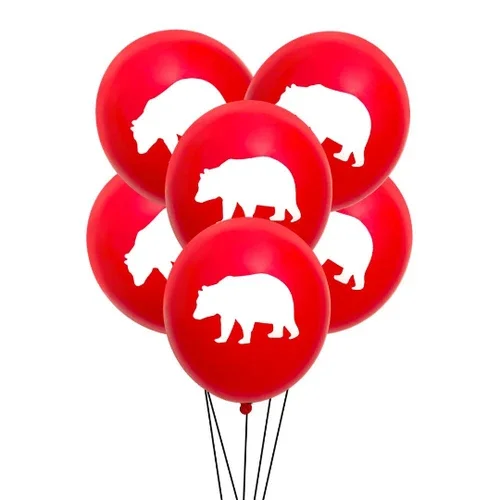 12 Pack Woodland Red With White Bear Party Balloons Birthday Rustic Lumberjack