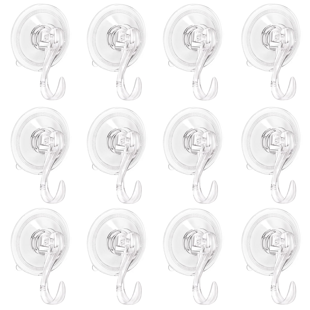 12 Pack Wreath Hanger, Large Clear Heavy Duty Suction Cup Wreath Hooks Reusable Waterproof Strong Suction Hangers for Kitchen Bathroom