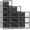 thumbnail image 1 of 12 Pack X Large Shoe Organizer Storage Boxes for Closet, Modular Space Saving Shoe Boxes Clear Plastic Stackable Sneaker Containers Display Case with Lids,Black, 1 of 18
