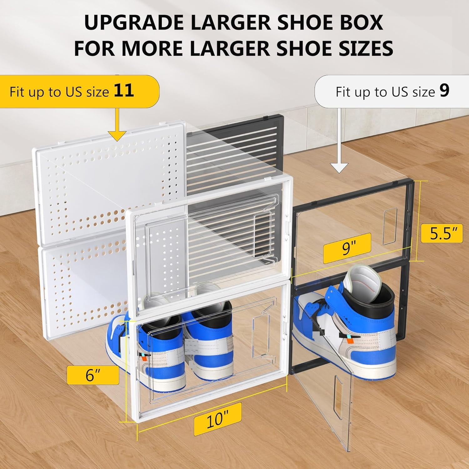 12 Pack X Large Shoe Organizer Storage Boxes for Closet, Modular Space ...