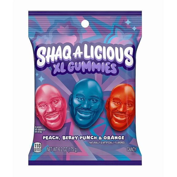 12 Pack XL Gummy Candy - Peach, Berry Punch & Orange Flavors 6.2 oz Each