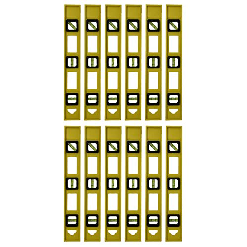 12 Pack Yellow Hardened Plastic 16 Inch Ruler with Plumb and Angel Pitch Levelers for Carpenters, Masons, DIY Projects and Much More Includes CM and MM As Well Wholesale Bulk Lot$$Tools