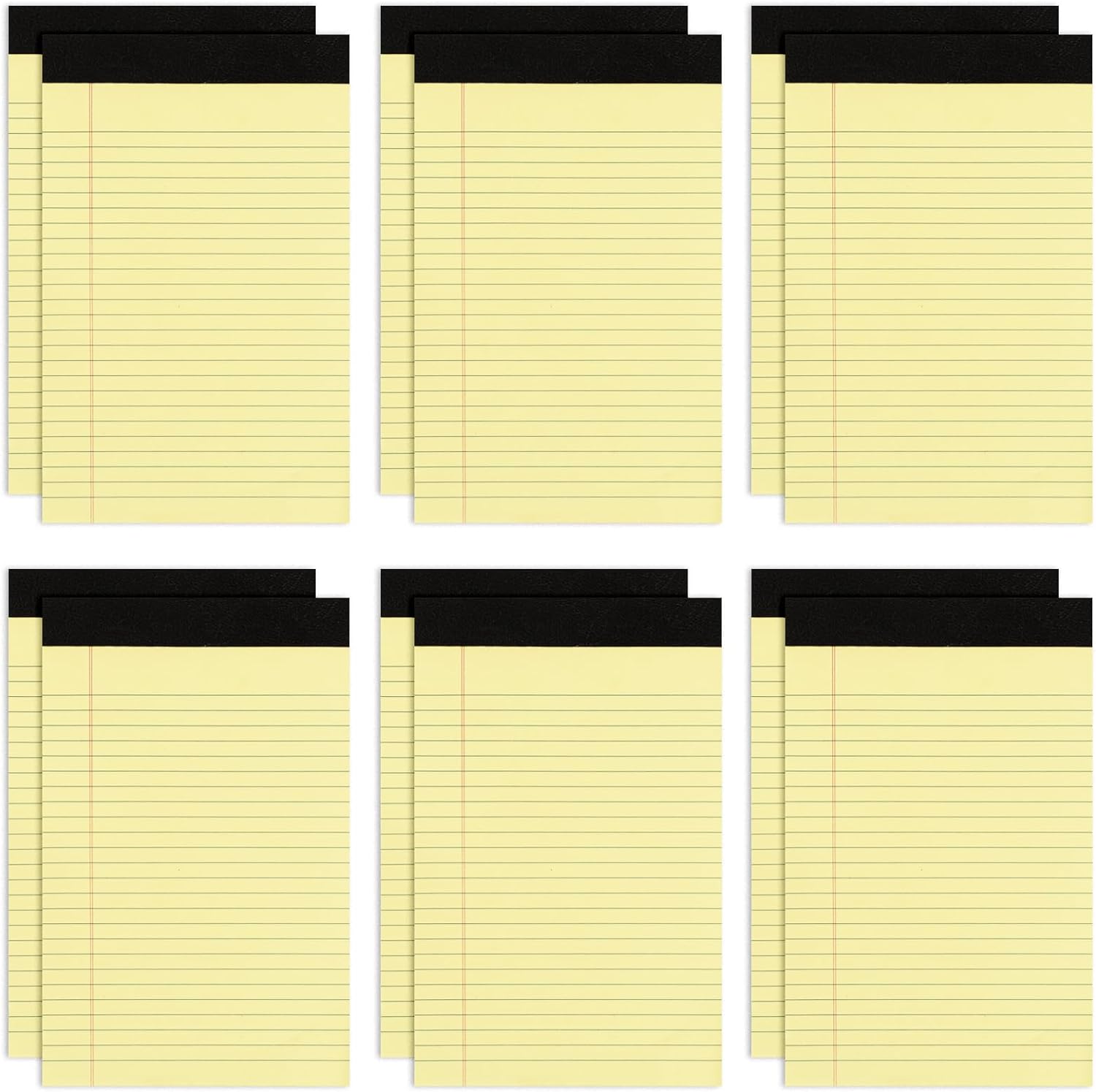 12 Pack Yellow Note Pads 5x8, Small Legalpads 5x8 for Office, Perforated College Ruled Writing - 30 Sheets Samll Notepad
