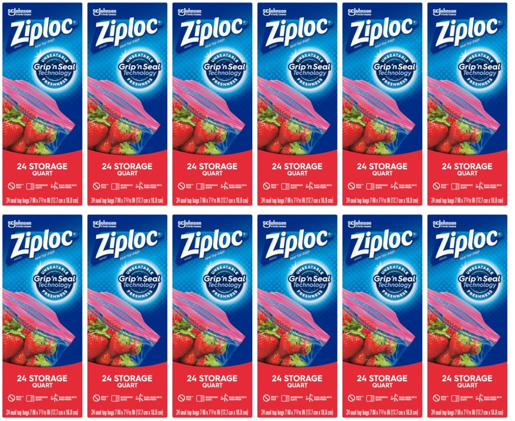 Ziploc Storage Bags Quart - 24 CT 12 Pack – StockUpExpress