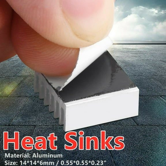 12 Pack for Mini Aluminum Heat Sink Thermal Cooling Kit,14 14 6Mm With 7 Fins Back,For Electronics Computer Parts