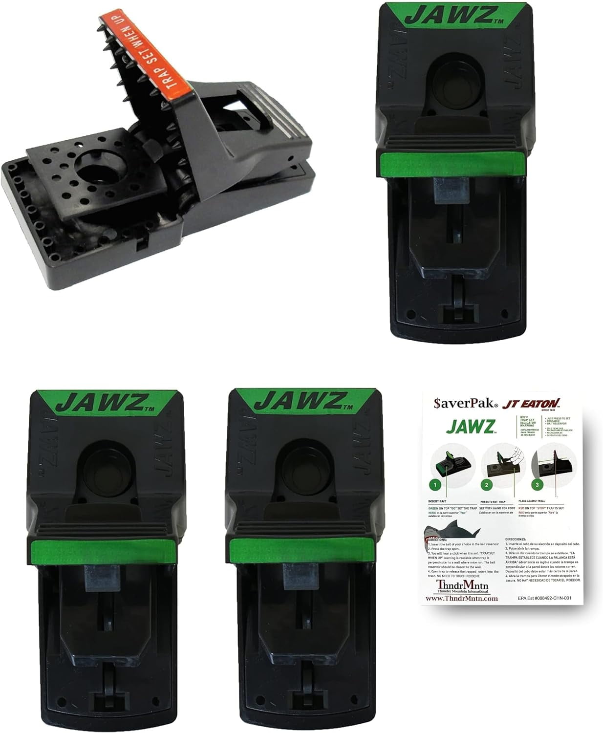 12 Pack includes 12 JT Eaton Jawz Rat and Chipmunk Traps for use with