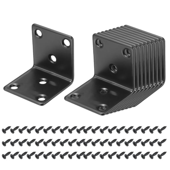 12 Pack l Corner Bracket Metal Angle Brackets, Black, 1.62"x1.58"x1.62"