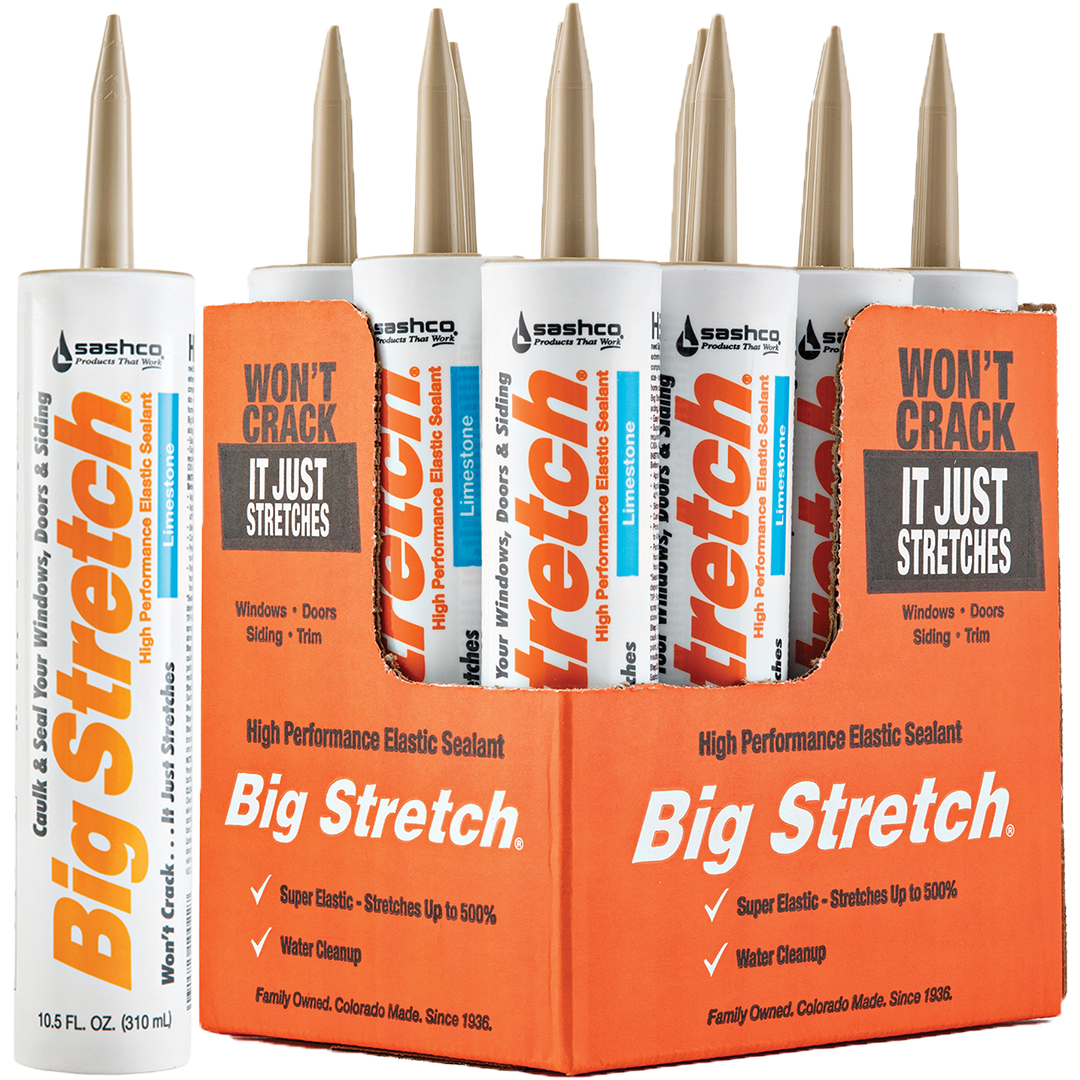 12 Pack of 10.5 oz Sashco 10022 Big Stretch Limestone WaterBased