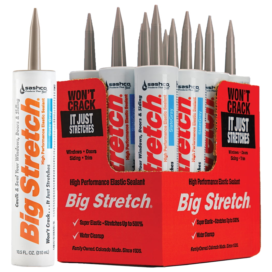 12 Pack of 10.5 oz Sashco 10026 Big Stretch Slate Gray WaterBased