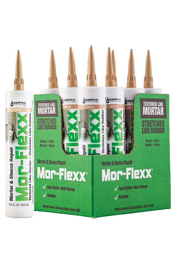 12 Pack of 10.5 oz Sashco 15010 Mor-Flexx Beige Flexible Sealant