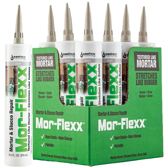 12 Pack of 10.5 oz Sashco 15020 Mor-Flexx Gray Flexible Sealant