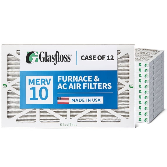 12 Pack of 12x24x2 MERV 10 Pleated 2" Inch Air Filters by Glasfloss. Actual Size: 11-3/8 x 23-3/8 x 1-3/4