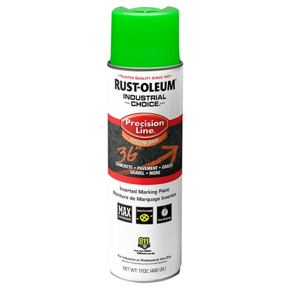 12-Pack of 17 Oz. Rust-Oleum 203023V Industrial Choice Fluorescent Green M1600 System SB Precision Line Marking Paint