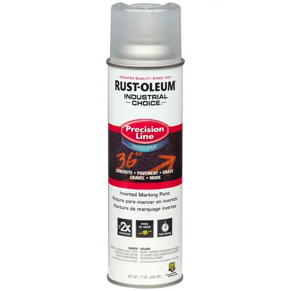 12-Pack of 17 oz Rust-Oleum 1801838 Industrial Choice Clear Precision Line Inverted Marking Paint, Water-Based
