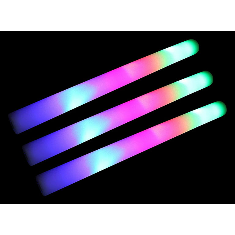  100 LED Foam Sticks Multi Color Flashing Glow Wands, Batons,  Strobes - 3 Flashing Modes - Birthdays and Parties : Musical Instruments