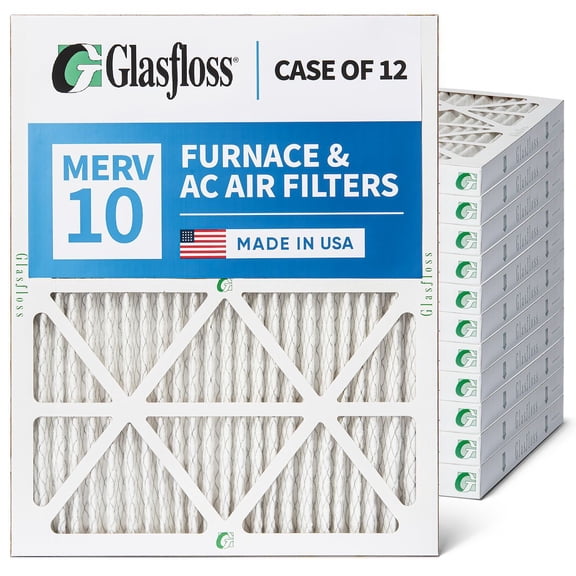 12 Pack of 18x25x2 MERV 10 Pleated 2" Inch Air Filters by Glasfloss. Actual Size: 17-1/2 x 24-1/2 x 1-3/4