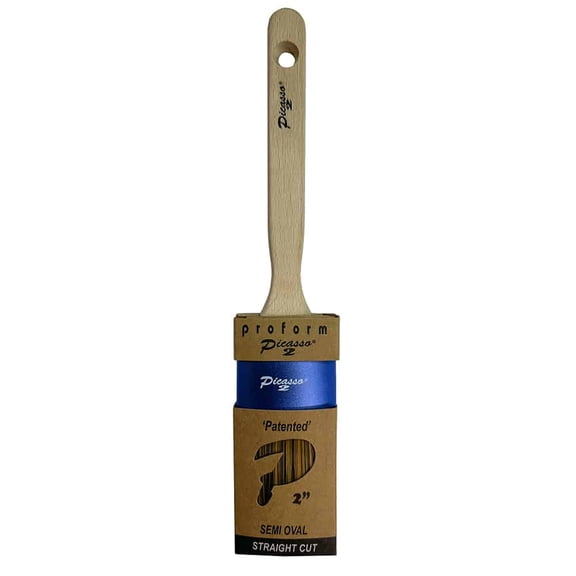 12-Pack of 2" Proform G2-PIC4-2.0 Generation 2 Picasso PBT/Nylon Blended Filament, Chisel Tip, Straight Cut, Standard Handle Paint Brush