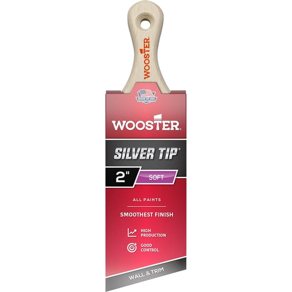 12-Pack of 2” Wooster 5225 Silver Tip CT Polyester Short Handle Angle Sash Paint Brush