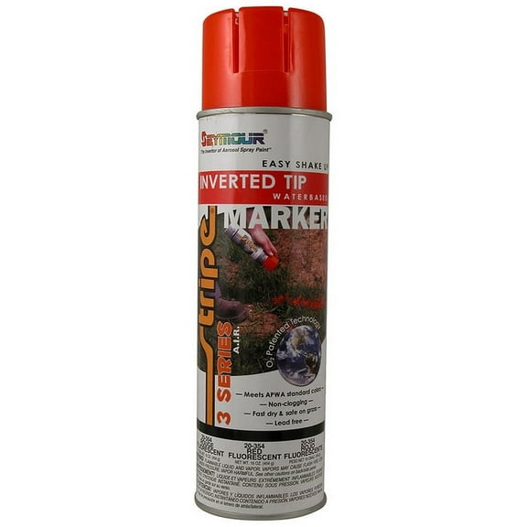 12-Pack of 20 oz Seymour 20-354 Stripe Fluorescent Red 3 Series Water-Based Inverted Marker Spray Paint