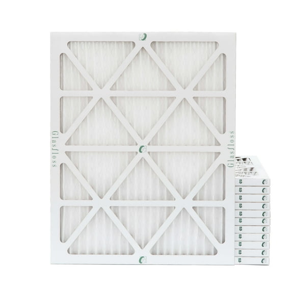 12 Pack of 20x24x1 MERV 13 Pleated Air Filters by Glasfloss. Actual Size: 19-3/8 x 23-3/8 x 7/8