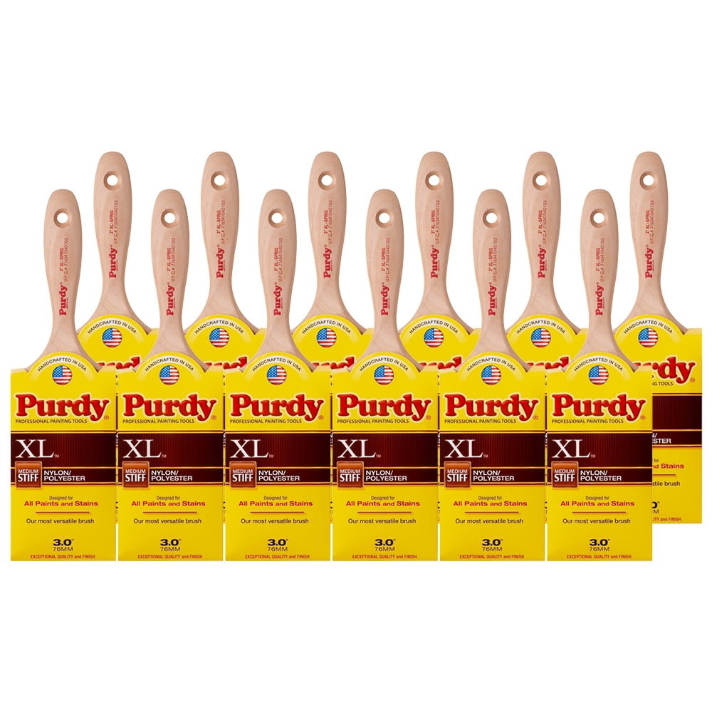 12‐Pack of 3" Purdy 144380330 XL Sprig Paint Brush, Tynex Orel